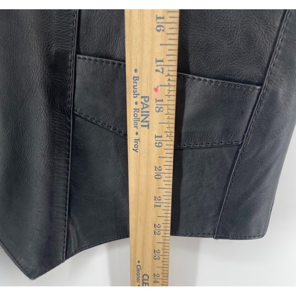 Vintage SHAF Leather Vest Black M Biker Motorcycle Patchwork Western 90s Grunge - Picture 4 of 6